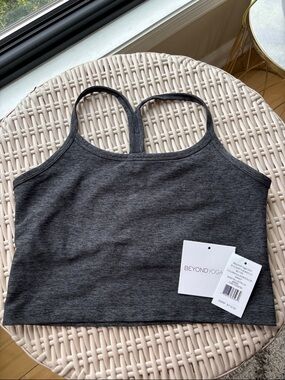 Beyond Yoga Charcoal Cropped Yoga Tank Top